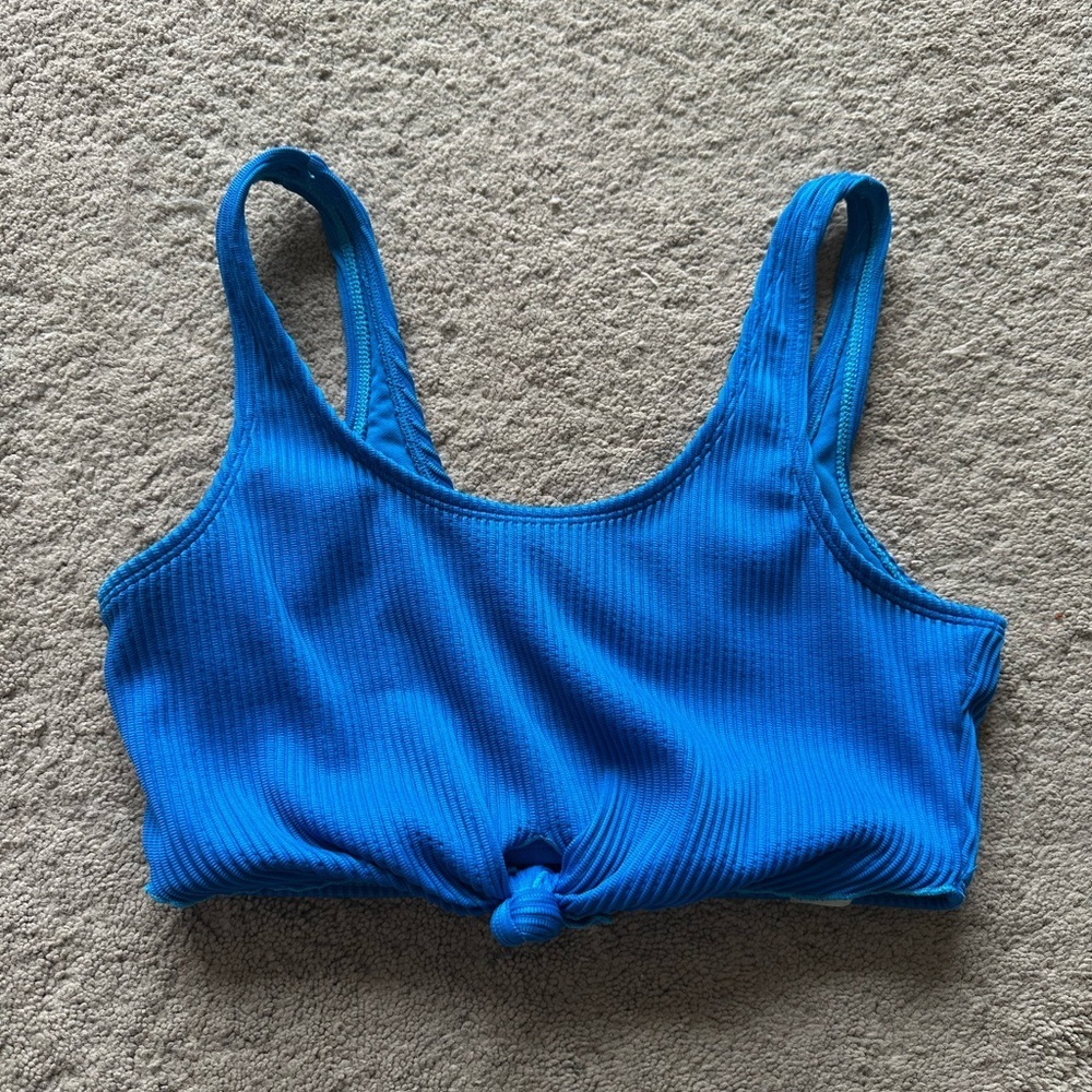 Girls Abercrombie Kids blue ribbed swimsuit bikini top 13/14